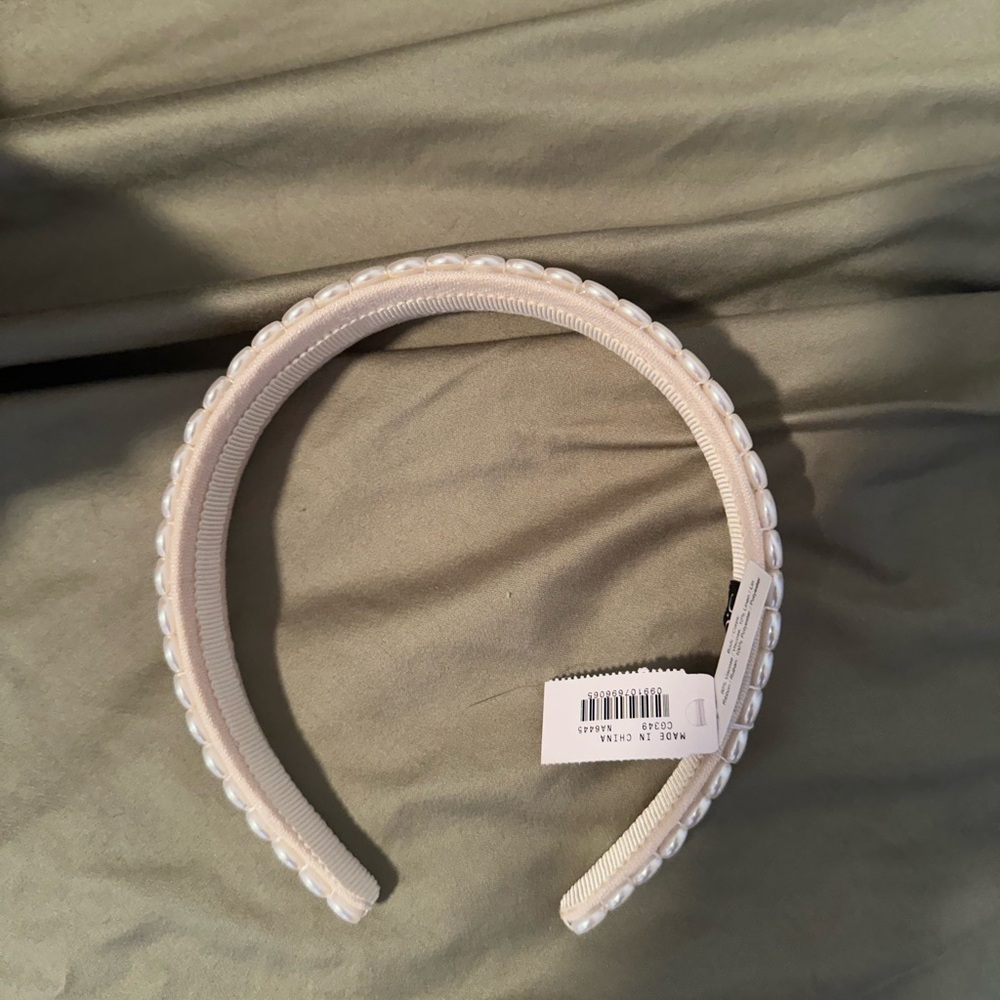 J. Crew Pearl-Embellished White Headband